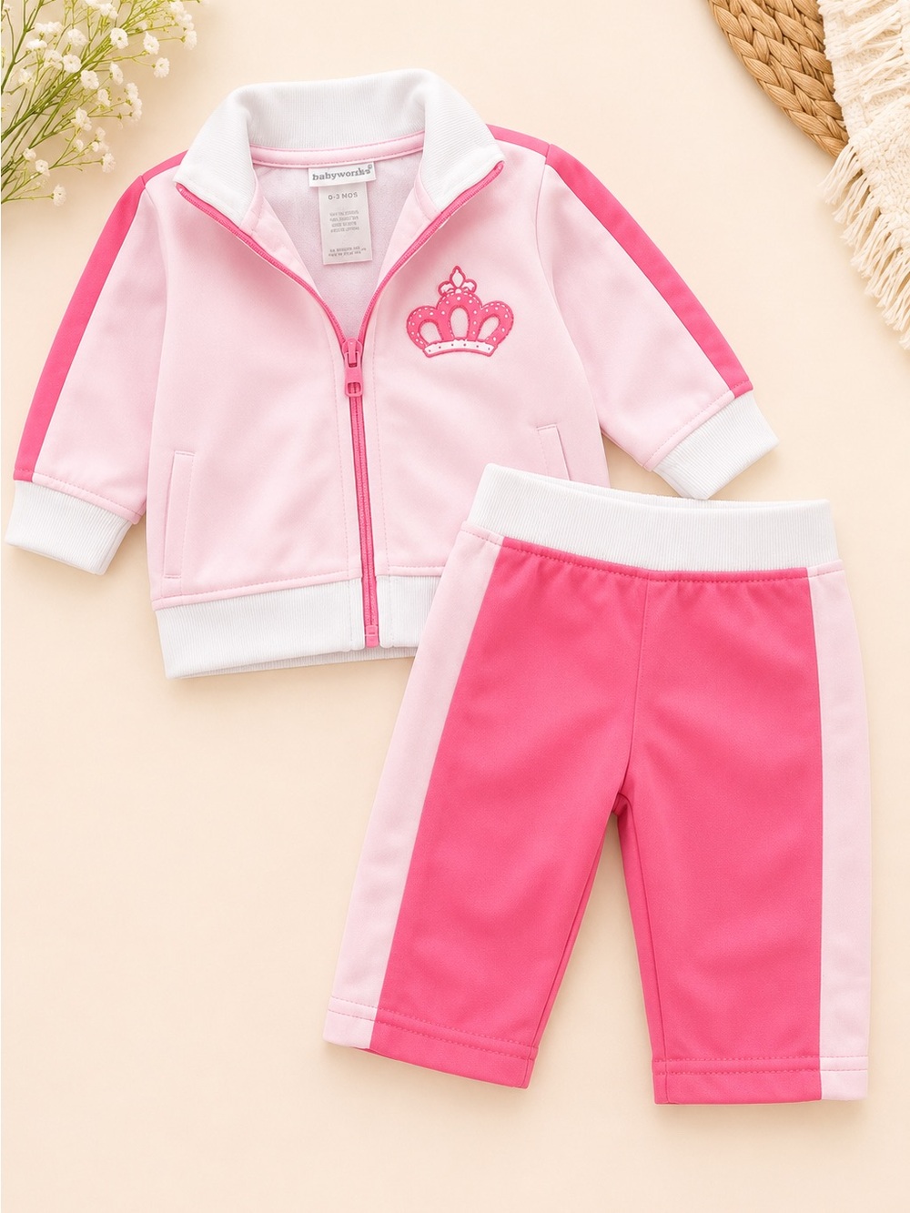 Babyworks Pink Princess Track Suit Set 0-3 Months Baby Girl Outfit